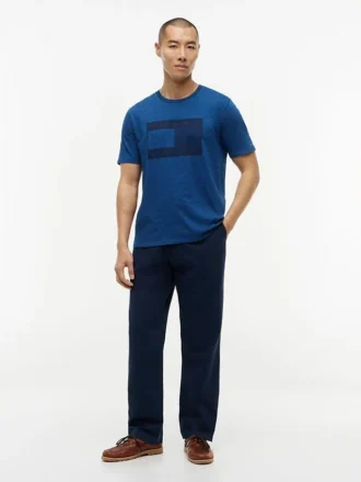Indigo-Dyed Flag Logo T-Shirt