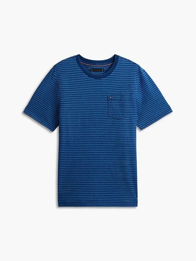 Indigo-Dyed Striped Pocket T-Shirt Indigo-Dyed Striped Pocket T-Shirt