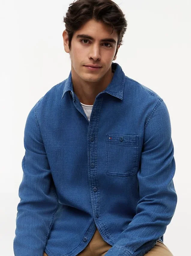 Indigo-Dyed Waffle Denim Shirt Indigo-Dyed Waffle Denim Shirt