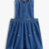 Kids’ Allover Flower Denim Jumper Dress Kids’ Allover Flower Denim Jumper Dress