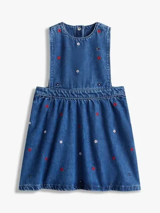 Kids’ Allover Flower Denim Jumper Dress