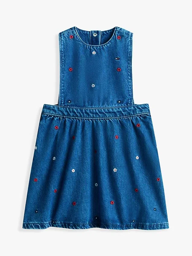 Kids’ Allover Flower Denim Jumper Dress Kids’ Allover Flower Denim Jumper Dress