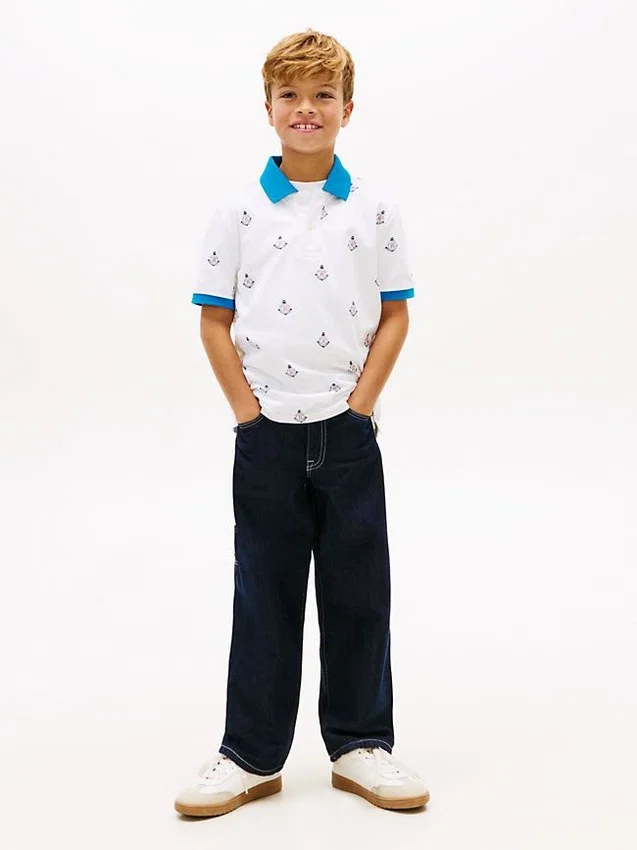 Kids’ Allover Nautical Logo Stretch Polo Kids’ Allover Nautical Logo Stretch Polo