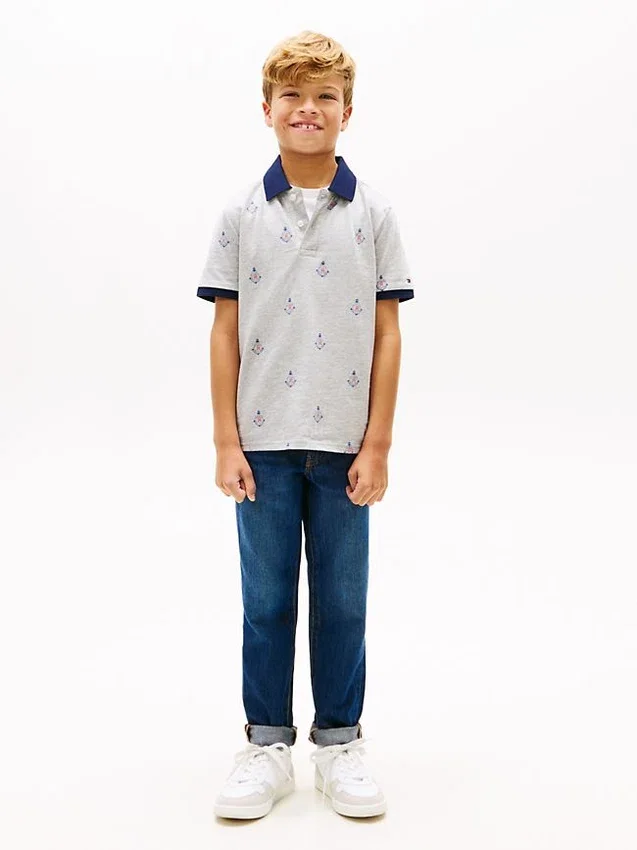 Kids’ Allover Nautical Logo Stretch Polo Kids’ Allover Nautical Logo Stretch Polo