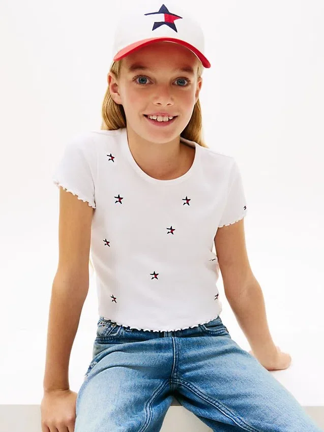 Kids’ Embroidered Star Ribbed T-Shirt Kids’ Embroidered Star Ribbed T-Shirt
