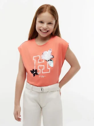 Kids’ Flip Sequin Floral Logo T-Shirt
