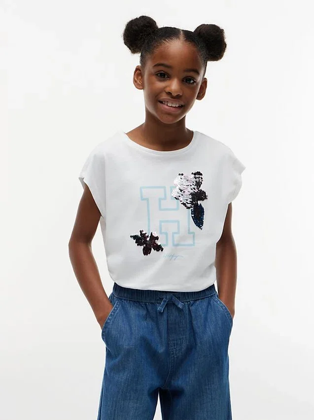 Kids’ Flip Sequin Floral Logo T-Shirt Kids’ Flip Sequin Floral Logo T-Shirt