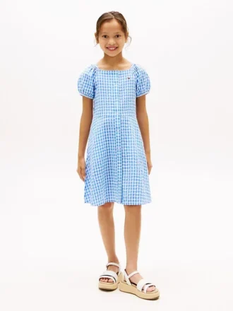 Kids’ Gingham Puff-Sleeve Dress