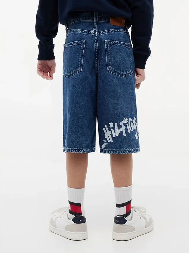 Kids’ Graffiti Print Baggy Denim Short Kids’ Graffiti Print Baggy Denim Short