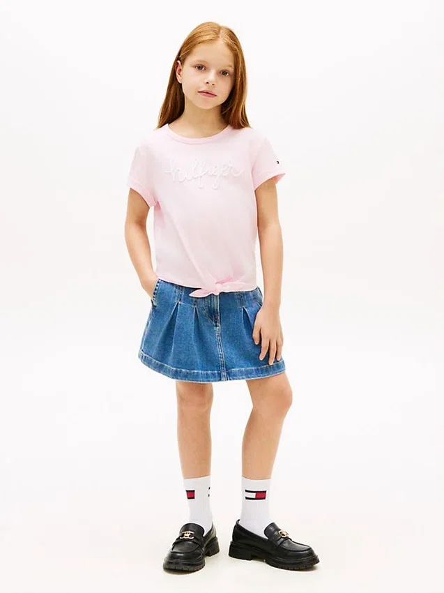 Kids’ Hilfiger Logo Tie-Front T-Shirt Kids’ Hilfiger Logo Tie-Front T-Shirt