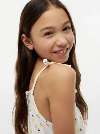 Kids’ Lemon Print Smocked Sundress