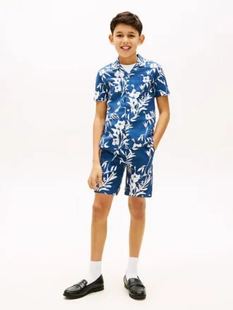 Kids’ Linen-Cotton Blend Floral Short