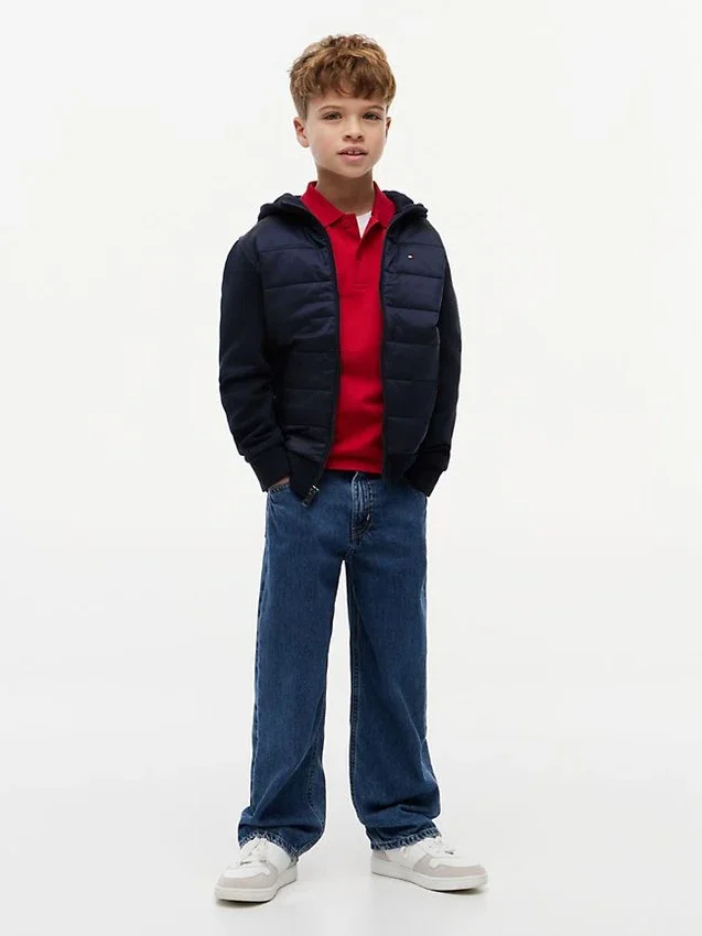Kids’ Mixed Media Hooded Quilted Jacket Kids’ Mixed Media Hooded Quilted Jacket