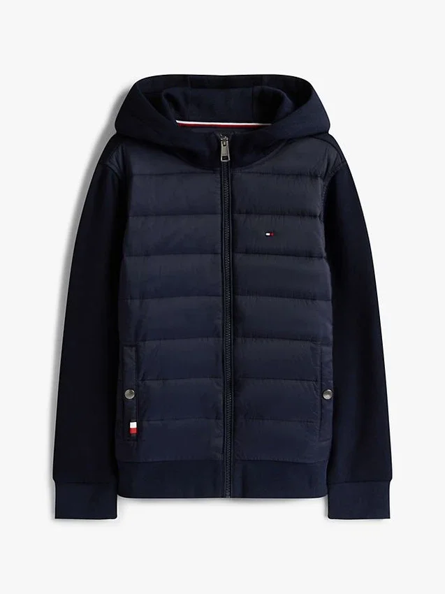 Kids’ Mixed Media Hooded Quilted Jacket Kids’ Mixed Media Hooded Quilted Jacket