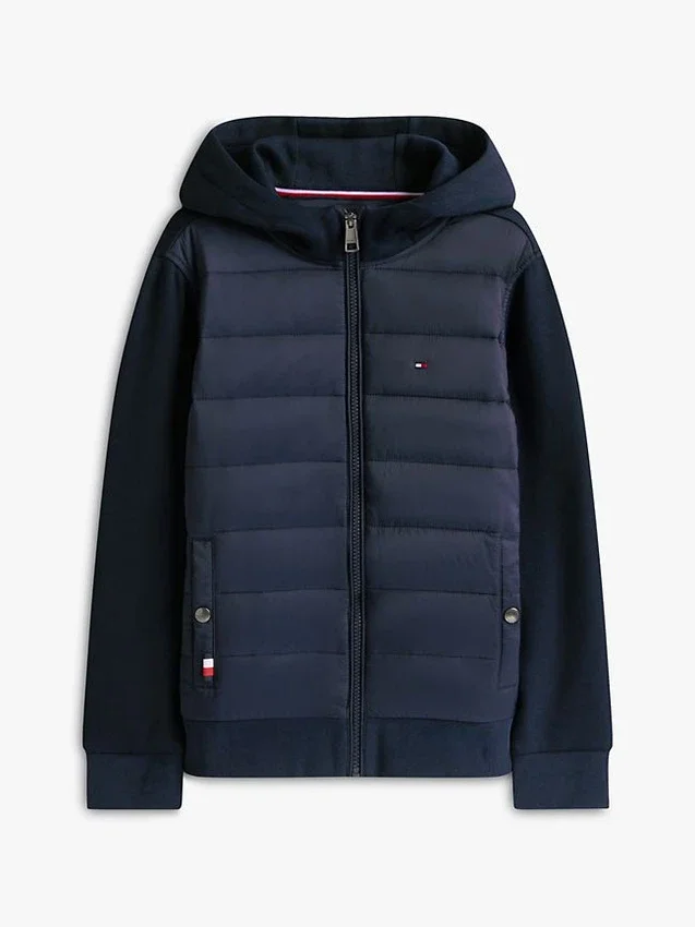 Kids’ Mixed Media Hooded Quilted Jacket Kids’ Mixed Media Hooded Quilted Jacket