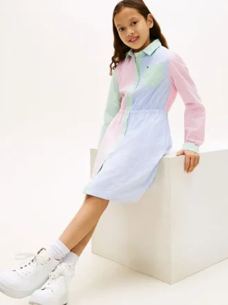 Kids’ Mixed Stripe Stretch Shirtdress