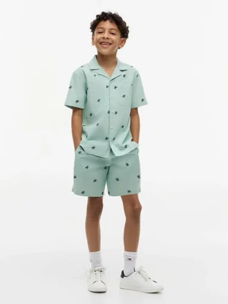 Kids’ Monogram Logo Striped Camp Shirt