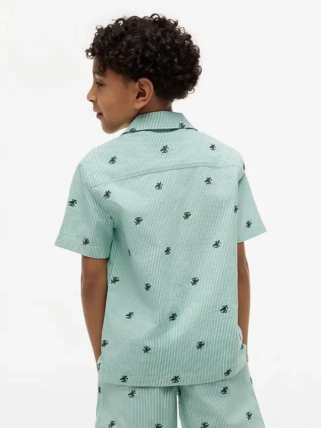 Kids’ Monogram Logo Striped Camp Shirt Kids’ Monogram Logo Striped Camp Shirt