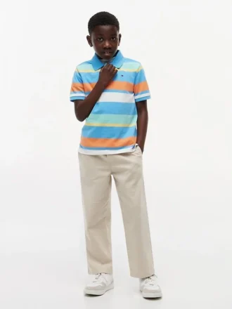 Kids’ Multicolor Stripe Stretch Polo
