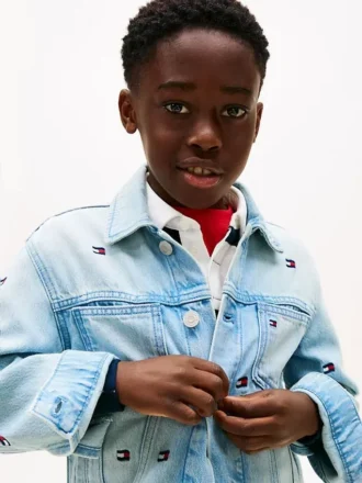 Kids’ Oversize Wavy Flag Denim Jacket