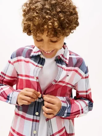 Kids’ Plaid Stretch Oxford Shirt