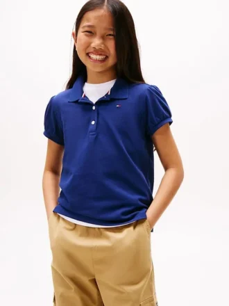 Kids’ Puff-Sleeve Stretch Polo