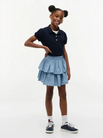 Kids’ Puff-Sleeve Stretch Polo