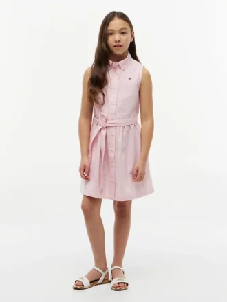 Kids’ Sleeveless Belted Shirtdress Kids’ Sleeveless Belted Shirtdress
