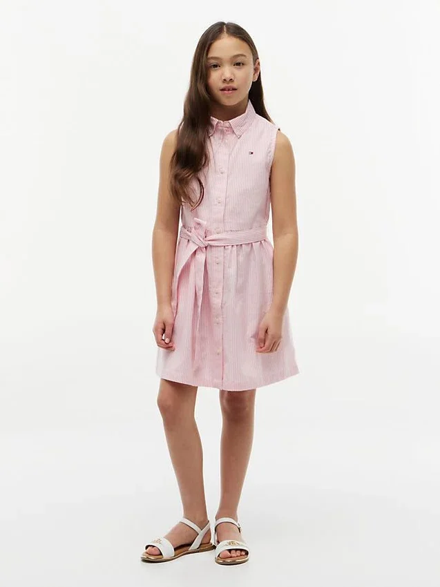 Kids’ Sleeveless Belted Shirtdress Kids’ Sleeveless Belted Shirtdress