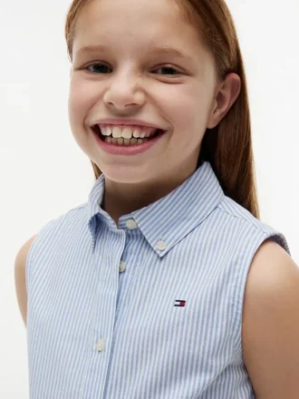 Kids’ Sleeveless Belted Shirtdress