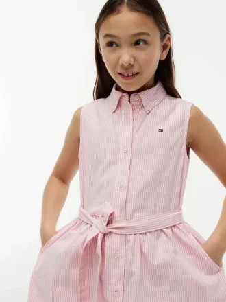 Kids’ Sleeveless Belted Shirtdress Kids’ Sleeveless Belted Shirtdress