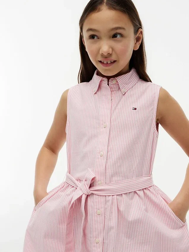 Kids’ Sleeveless Belted Shirtdress Kids’ Sleeveless Belted Shirtdress