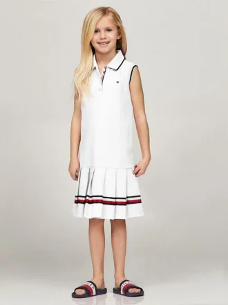 Kids’ Sleeveless Pleated Polo Dress