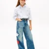 Kids’ Star Motif High-Rise Wide Leg Jean Kids’ Star Motif High-Rise Wide Leg Jean