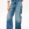 Kids’ Star Motif High-Rise Wide Leg Jean Kids’ Star Motif High-Rise Wide Leg Jean