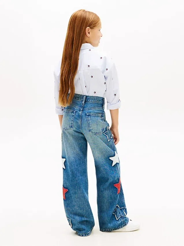 Kids’ Star Motif High-Rise Wide Leg Jean Kids’ Star Motif High-Rise Wide Leg Jean
