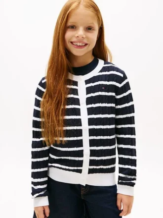 Kids’ Stripe Cable Knit Cardigan