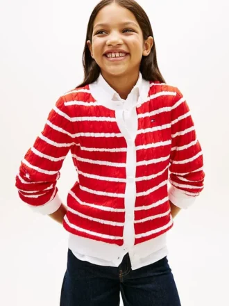 Kids’ Stripe Cable Knit Cardigan