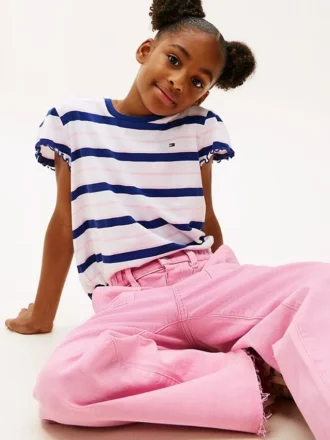 Kids’ Stripe Lettuce-Trim Sleeve T-Shirt