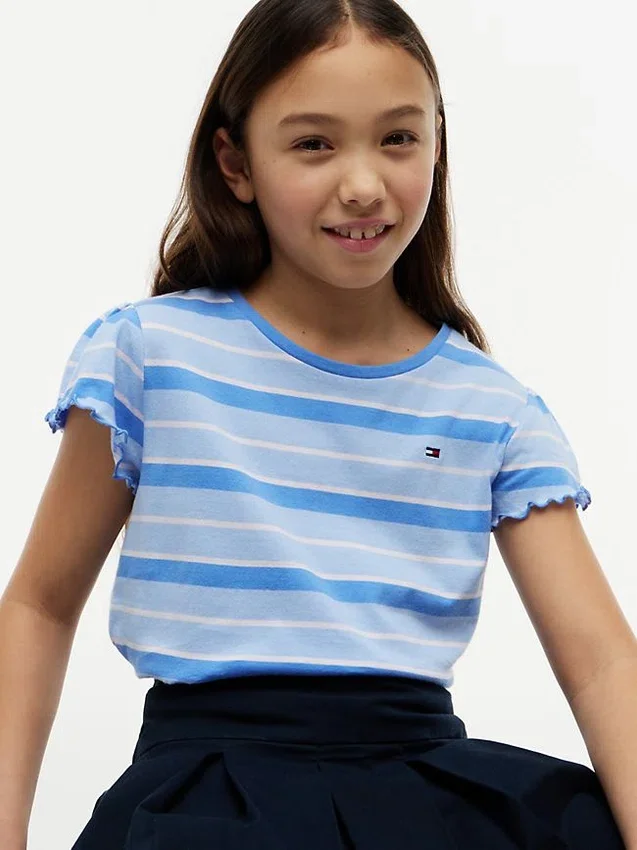 Kids’ Stripe Lettuce-Trim Sleeve T-Shirt Kids’ Stripe Lettuce-Trim Sleeve T-Shirt