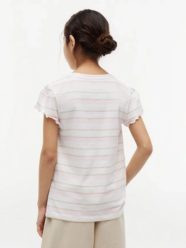 Kids’ Stripe Lettuce-Trim Sleeve T-Shirt Kids’ Stripe Lettuce-Trim Sleeve T-Shirt
