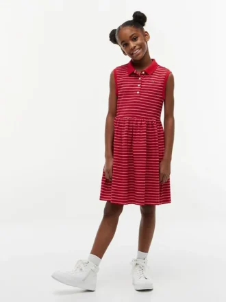 Kids’ Striped Sleeveless Polo Dress