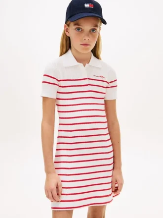 Kids’ Striped Sweater Polo Dress