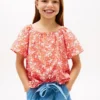 Kids’ Tropical Print Puff-Sleeve Top