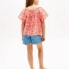 Kids’ Tropical Print Puff-Sleeve Top