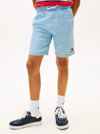 Kids’ Wavy Flag Herringbone Denim Short