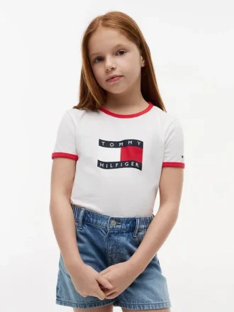 Kids’ Wavy Flag Logo Ringer T-Shirt