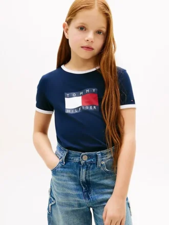 Kids’ Wavy Flag Logo Ringer T-Shirt