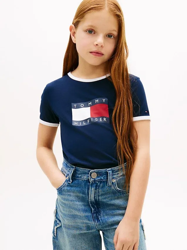 Kids’ Wavy Flag Logo Ringer T-Shirt Kids’ Wavy Flag Logo Ringer T-Shirt