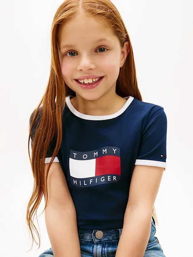 Kids’ Wavy Flag Logo Ringer T-Shirt Kids’ Wavy Flag Logo Ringer T-Shirt